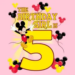 Girl's Disney Mickey Mouse The Birthday Girl is 5 T-Shirt