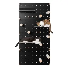 Sandinrayli Cat Wall Shelves, Cat Wall Furniture Climber for Indoor Cats, 3 Steps & 8 Scratcher Posts, Black