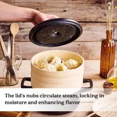 Alva Nori Enameled Cast Iron Dutch Oven Cocottes w/ Lid & Steamer Basket 80 Oz.