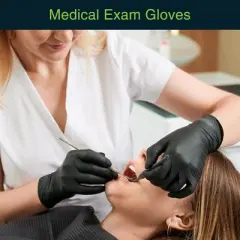 FifthPulse Bulk Black Nitrile Exam Gloves, Perfect for Cleaning, Cooking & Medical Uses