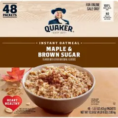 Quaker Maple & Brown Sugar Instant Oatmeal - 72.8oz/48ct