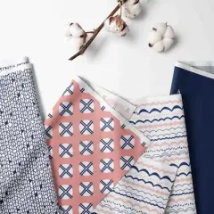 Bacati - Olivia Crib Rail Guard Covers Set of 2 Coral/Navy