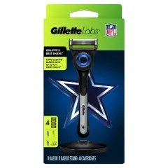 Gillette Labs Men's Special NFL Cowboys Edition Shaving Razor with 4 Refills and Magnetic Stand