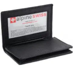 Alpine Swiss Genuine Leather Thin Business Card Case Minimalist Wallet