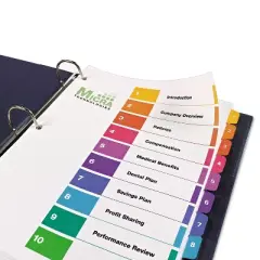 Avery Ready Index Customizable Table of Contents Asst Dividers 10-Tab Ltr 6 Sets 11188