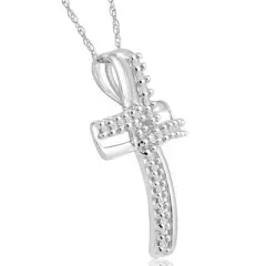 Pompeii3 1/4Ct T.W. Diamond Cross 10k White Gold Pendant 18" Chain Necklace
