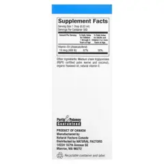 Natural Factors Vitamin D3 Drops for Kids, Unflavored, 10 mcg (400 IU), 0.5 fl oz (15 ml)
