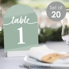 Big Dot of Happiness Sage Green Elegantly Simple - Wedding Receptions, Parties or Events Double-Sided 5 x 7 inches Cards - Table Numbers - 1-20