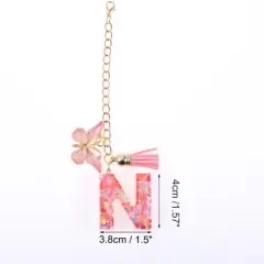 Unique Bargains Heart Sequin Letter N Butterfly Tassel Water Cup Pendant Pink 1 Pc