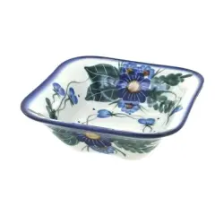 Blue Rose Polish Pottery 12G WR Unikat Square Bowl