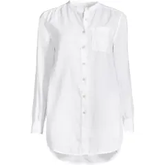 Lands' End Women's Linen A-Line Long Sleeve Tunic Top