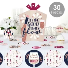 Big Dot of Happiness But First, Wine - Wine Tasting Party Decor and Confetti - Terrific Table Centerpiece Kit - Set of 30