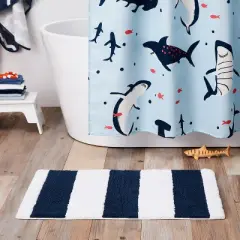 Rugby Striped Kids' Bath Rug Navy - Pillowfort&trade;