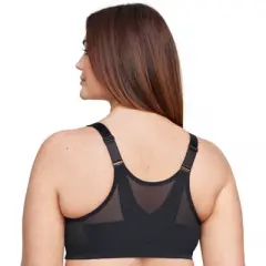 Glamorise Womens MagicLift Front-Closure Posture Back Wirefree Bra 1265 Black