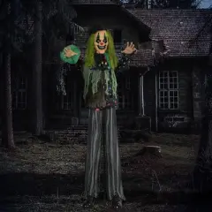 Syemin Decorative Holiday Scene Props Outdoor Halloween Decoration Clown Halloween Decoration Outdoor Halloween Inflatables, Green, 39.4"*25.2"*72.8"