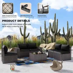 ALAULM 12PCS Outdoor Patio Furniture Set PE Wicker Rattan Sectional Sofa