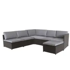 Northlight 4-Piece Savannah Resin Wicker Outdoor Patio Modular Sectional Set with Cushions