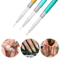 Unique Bargains Double Ended Nail Art Brushes 3 Pcs Nail Design Tool Kit Including Nail Liner Brush and Nail Dotting Pen