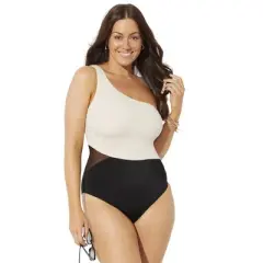 Swimsuits for All Women&rsquo;s Plus Size One Shoulder One Piece Swimsuit