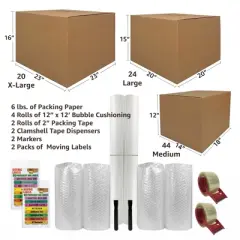 UBMOVE 8 Room Kit 88 Bigger Smart Moving Boxes, Packing Tape, Bubble Roll, and More