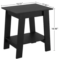Farmhouse End Table &ndash; Rustic 2-Tier Side Table with Storage Shelf, Narrow Nightstand, Minimalist Accent Table for Living Room and Bedroom