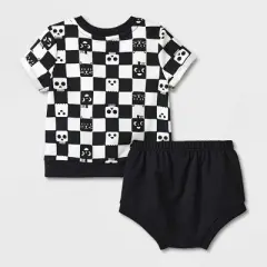 Baby 2pc Checkered Sweatshirt & Bottom Set - Cat & Jack&trade; Black