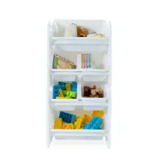 UNiPLAY Toy Organizer With 6 Removable Storage Bins and Block Play Panel, Multi-Size Bin Organizer