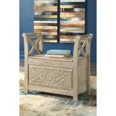 Fossil Ridge Accent Bench Whitewash - Signature Design by Ashley