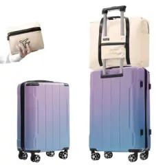 Coolife Luggage Sets 3 Piece Suitcase Set with Spinner Wheels, Built-in TSA Lock, Foldable Duffel Bag for Travel Men & Women,20inch 24inch,blue