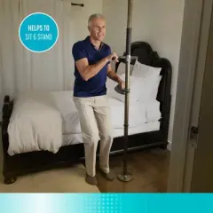 Signature Life Sure Stand Security Pole with Handles, Tension-Mounted Floor to Ceiling Grab Bar