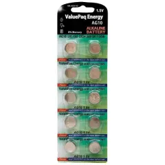 Dantona&reg; ValuePaq Energy AG10 Alkaline Button Cell Batteries, 10 Pack in Silver