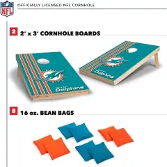 NFL Miami Dolphins 2'x3' Wood Cornhole Set