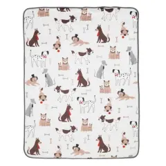 Lambs & Ivy Bow Wow Baby Blanket - Gray, Animals, Puppy