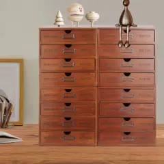 YIYIBYUS 16-Drawer Organizer, Wooden Desktop Organizer, Wooden Storage Box