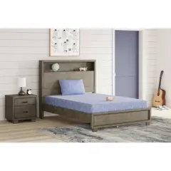 Signature Design by Ashley iKidz 7 Inch Firm Memory Foam Mattress with Stretch Knit Cover & Pillow Included, Blue Ocean