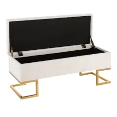 41" Midas Glam Storage Bench Steel/Velvet Gold/White - LumiSource