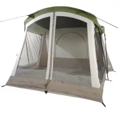 Wenzel Klondike 16' x 11' Large 8 Person 3 Season Outdoor Camping Tent with Screen Room, Mesh Roof, Windows and Reliable Stakes