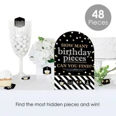 Big Dot of Happiness Adult Happy Birthday - Gold - Birthday Party Scavenger Hunt - 1 Stand and 48 Game Pieces - Hide and Find Game