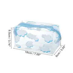 Unique Bargains Portable PVC Clear Makeup Bag Cloud Blue White 1 Pc