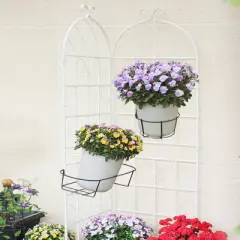 Lirago 2 Pack Metal Garden Trellis Rustproof Climbing Plant Support for Outdoor Flowers Vines Vegetables White Powder Coated 71"H x 19.7"W x 1"D