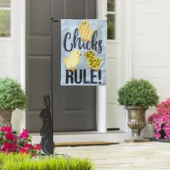 Evergreen Patterned Chicks Rule Garden Burlap Flag 12.5 x 18 Inches Indoor Outdoor Decor