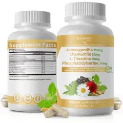 GreenPeople Cortisol Balance Support&ndash; 5000mg Ashwagandha + Magnesium Glycinate - 120 Vegan Capsules