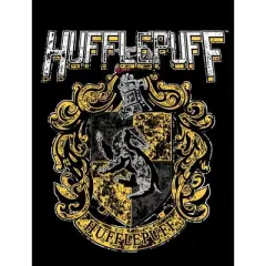 Harry Potter Hufflepuff Crest Grunge Design Black T-shirt Toddler Boy to Youth Boy