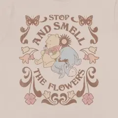 Women's Winnie The Pooh Flowers Short Sleeve Graphic T-Shirt - Cream