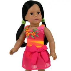 Sophia&rsquo;s Bathing Suit & Sarong Outfit Set for 18&rdquo; Dolls, Orange/Hot Pink