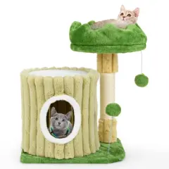 FURNIinspire Pet Tower Indoor Cat Tree Cat Tower Cozy Cat Apartment, Cat Condo with Sisal Grab Post, Shake Ball, Multicolored, 16.5"*12"*21.5"