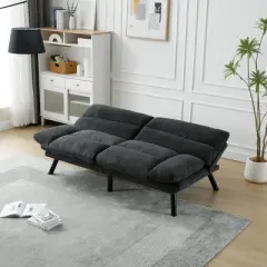 70" Sleeper Sofa Bed,Modern Linen Upholstered Convertible 2-Seater Couch with Thick Cushion for Small Spaces Living Room-Baofuwish