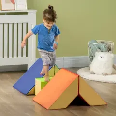 Qaba 5-Piece Soft Play Equipment, Large Baby Foam Playset for Creativity and Shape Discovery with Easy-to-Clean Surface Toddler Educational Toy