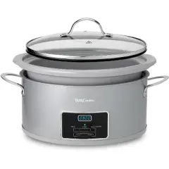 Betty Crocker 6-Quart Oval Digital Slow Cooker, Programmable Crock Pot, Removable Stoneware Crock Liner & Betty Crocker Cookbook