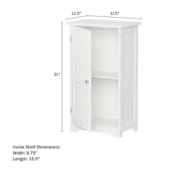 Hastings Home Freestanding Bathroom Linen Cabinet With Shutter Door &ndash; 17.5" x 31", White